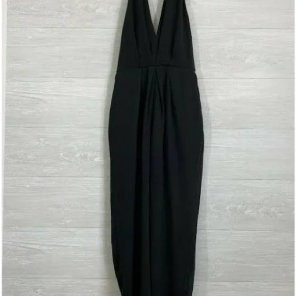 ♠️ASTR, Beautiful,Remantic Black Backless Halter Jumpsuit, POCKETS! Size S - Picture 2 of 13